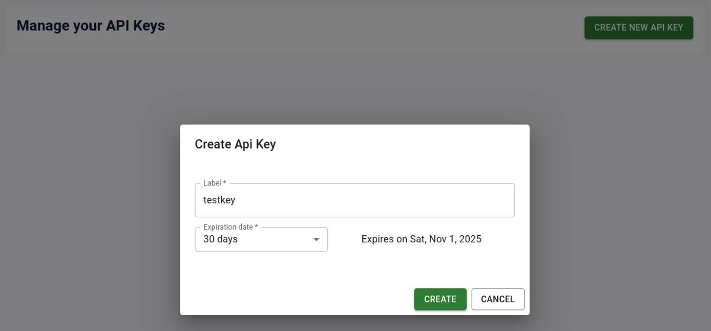zot API key creation