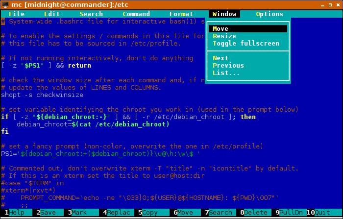 Midnight Commander’s Editor mcedit with Syntax Highlighting Active