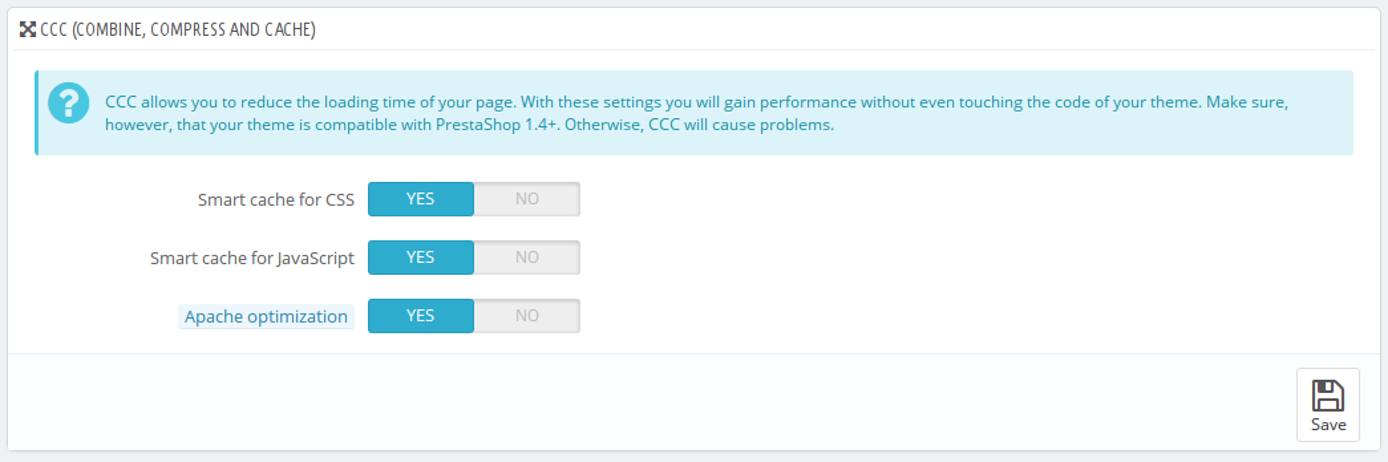 CCC (COMBINE, COMPRESS AND CACHE settings) CCC (COMBINE, COMPRESS AND CACHE settings)