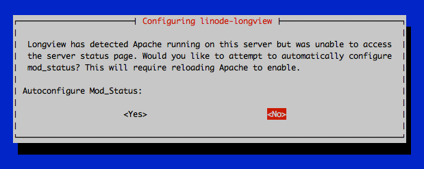 Screenshot of Apache notice when configuring Longview Screenshot of Apache notice when configuring Longview